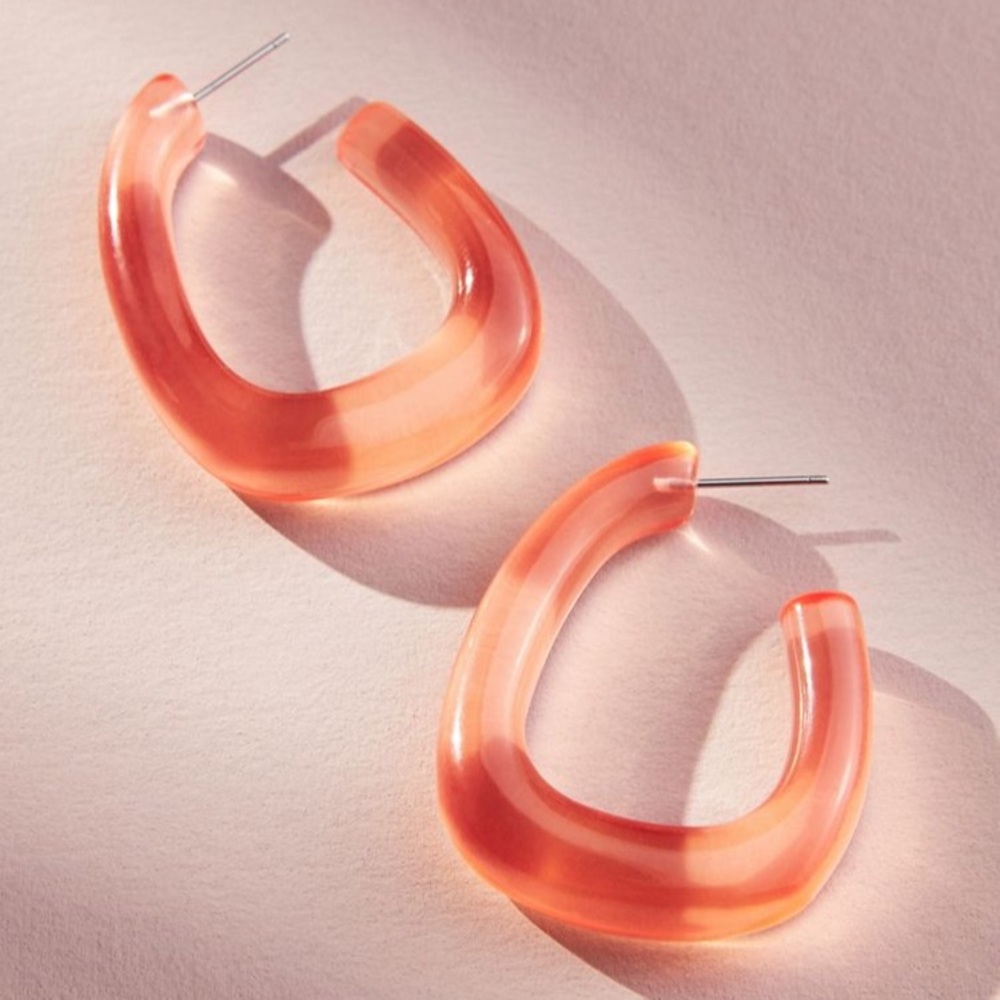 Anthropologie Resin Drop Earrings - Coral